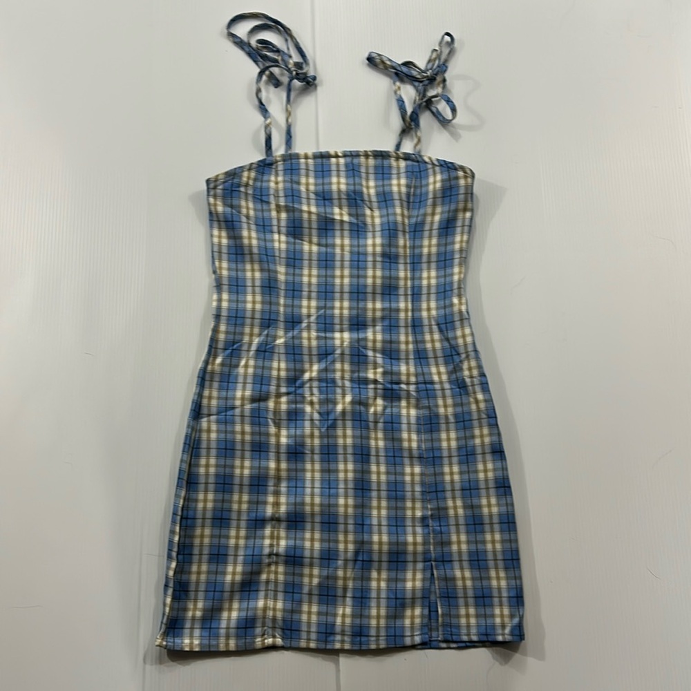 345. Women’s Full Tilt‎ Blue and Tan Plaid Dress (S)